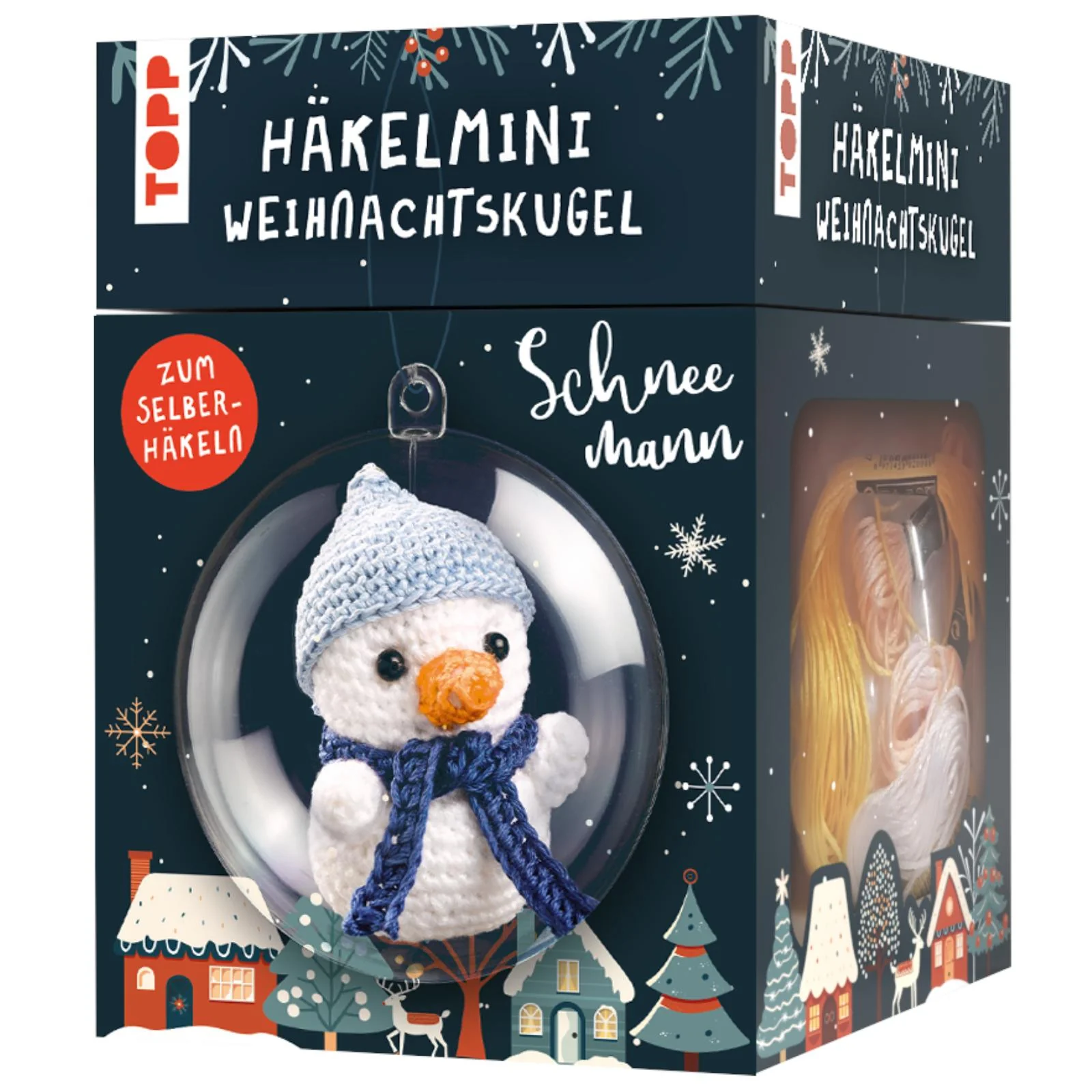 Häkelset Weihnachtskugel Schneemann, Material und Anleitung