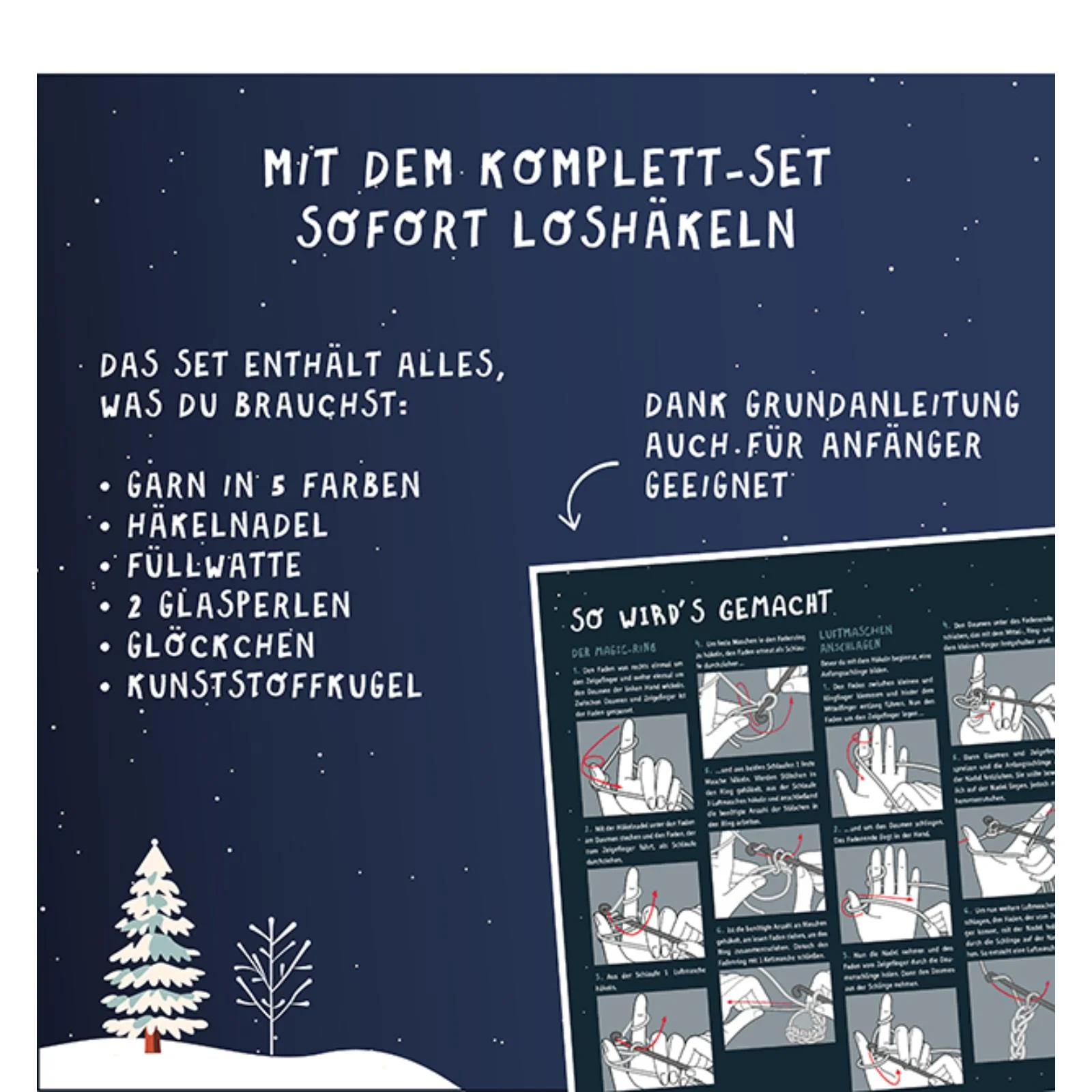 Häkelset Weihnachtskugel Schneemann, Material und Anleitung - Image 3