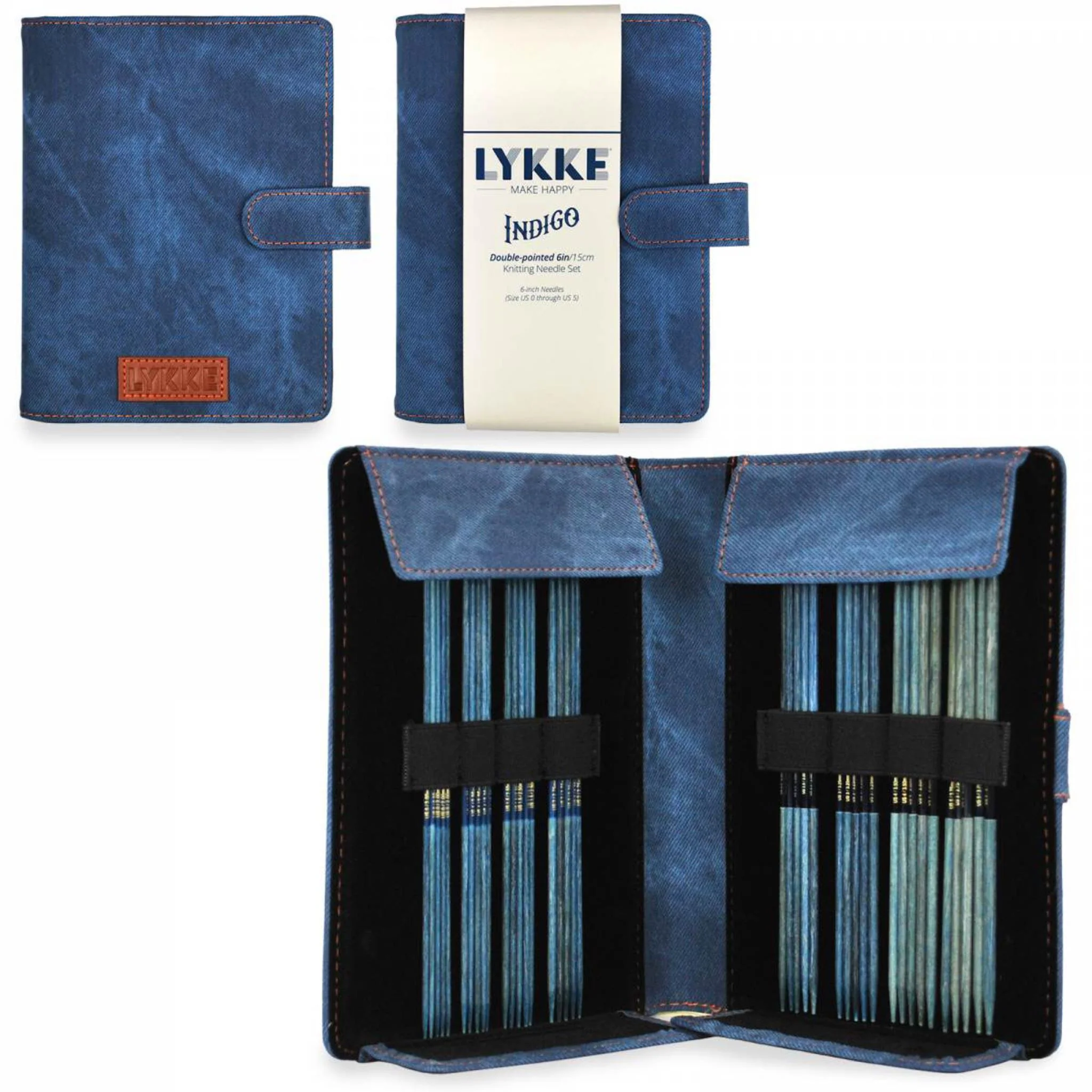 Lykke Strumpfstricknadel-Set S, Stärke 2-3,75mm, Indigo - grey denim