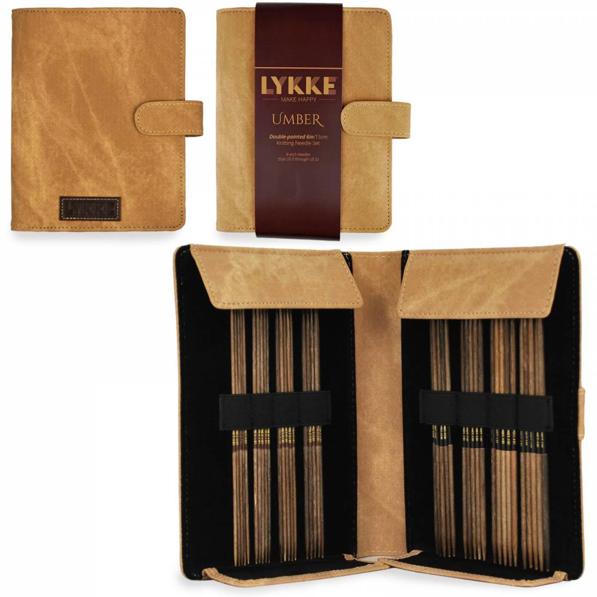Lykke Strumpfstricknadel Set S, 15 cm, Stärke 2-3,75mm, Umber Camel